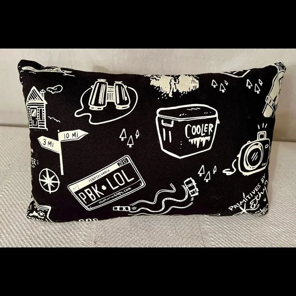 Primitives by Kathy Plush Connecticut Pillow Home Decor Black White NWOT.